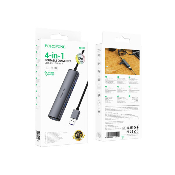 هاب USB-A بروفون مدل DH12 4IN1