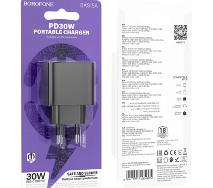 شارژر 30 وات بروفون مدل BAS15A