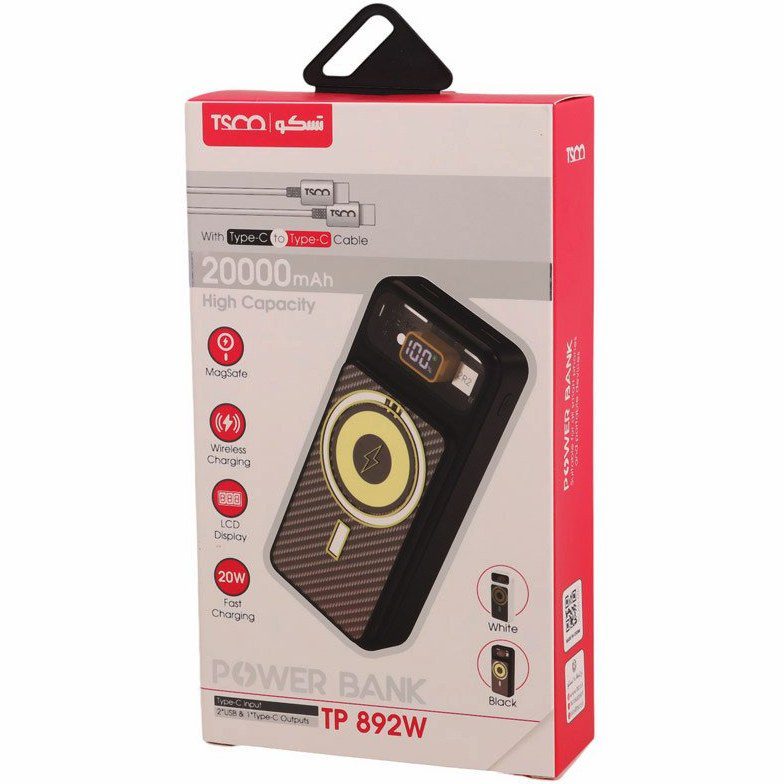 پاوربانک وایرلس تسکو مدل TP 892W ظرفیت 20000 میلی آمپر پاوربانک وایرلس تسکو مدل TP 892W ظرفیت 20000 میلی آمپر