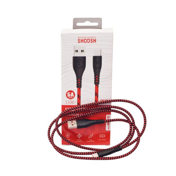 کابل تایپ سی فست شارژ Shoosh SH117C 5A 1.1m
