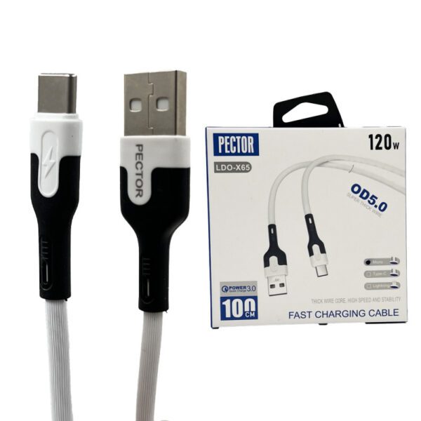 کابل فست شارژ 120 وات Pector LDO-X65 تایپ سی