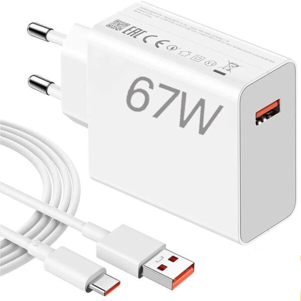 شارژر شیائومی 67 وات دو پین با کابل اصل